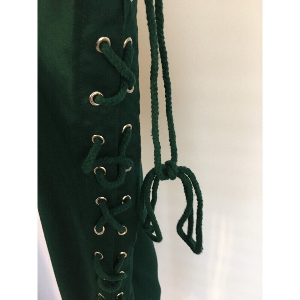 The Pirate Dressing Halloween Costume Pants Dark Green Lace Tie Sides Mens Large - Picture 9 of 11